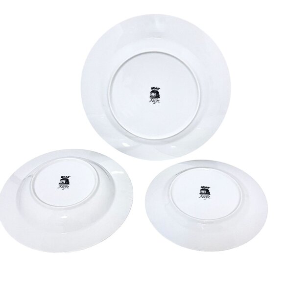 ARITA Rose Pavillion 3 Piece Dinner Plate Set Black Border, Gold Trim Flowers - Picture 2 of 10